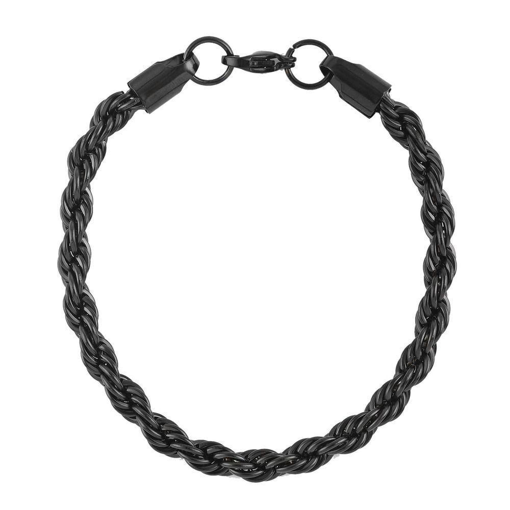 4 FOR $20 Rope Bracelet in ION Plated Black Stainless Steel (8.00 In)